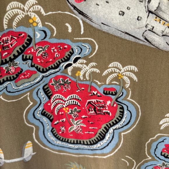 Vintage Reyn Spooner Men's Hawaiian Shirt Aloha Planes, Boats, Palm Trees XXL - Picture 6 of 10